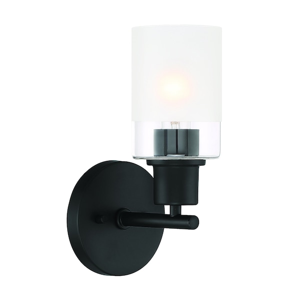 Designers Fountain Cedar Lane 5in 1-Light Matte Black Modern Indoor Wall Sconce with Two-Tone Glass Shade D236M-1B-MB - main